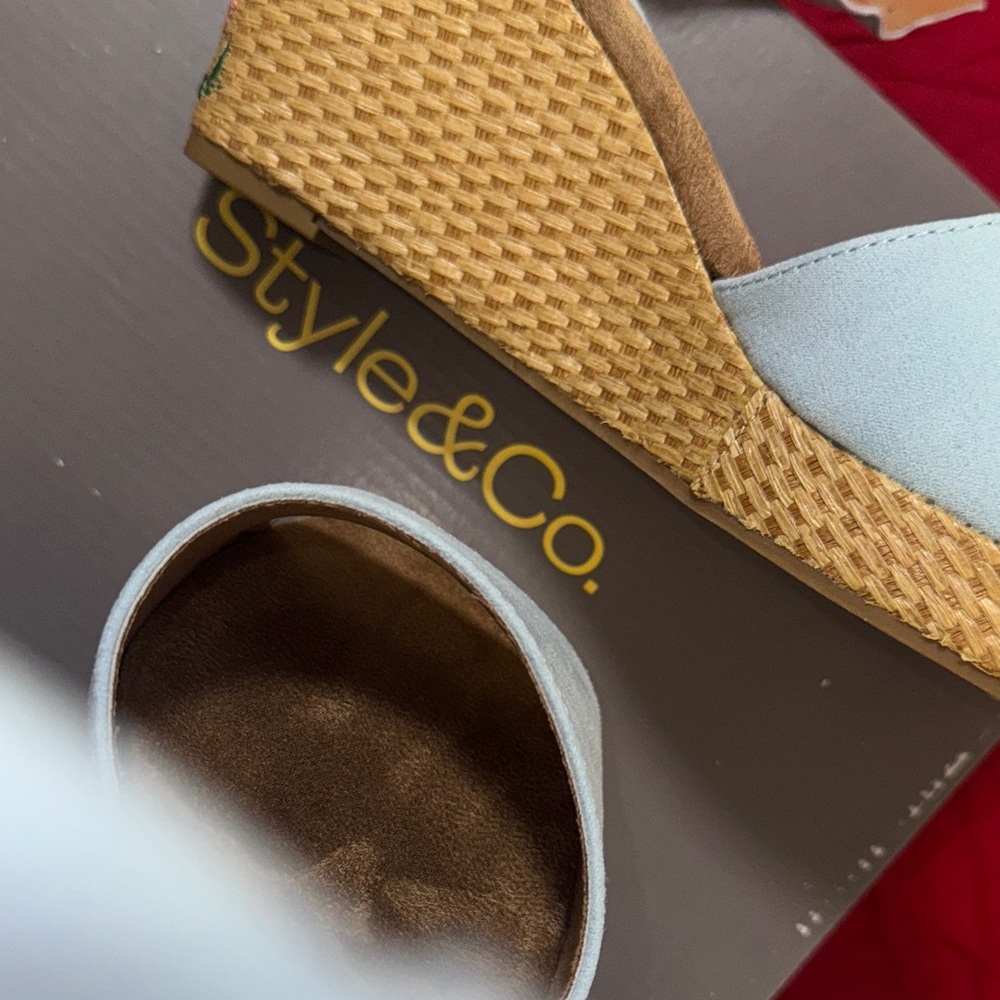 Style & Co. Blue Floral Embroidered Wedges - Picture 12 of 16